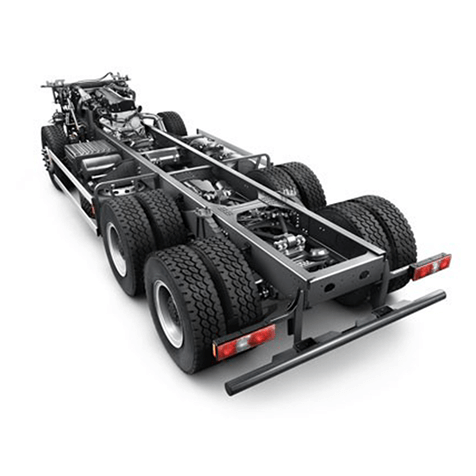 Chassis ng trak na may anim na gulong, kulay itim ang frame at chassis.